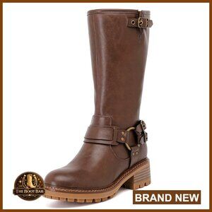 Mid Calf Boots Flat Round Toe Casual Dressy Fall Winter Low Heeled Fashion